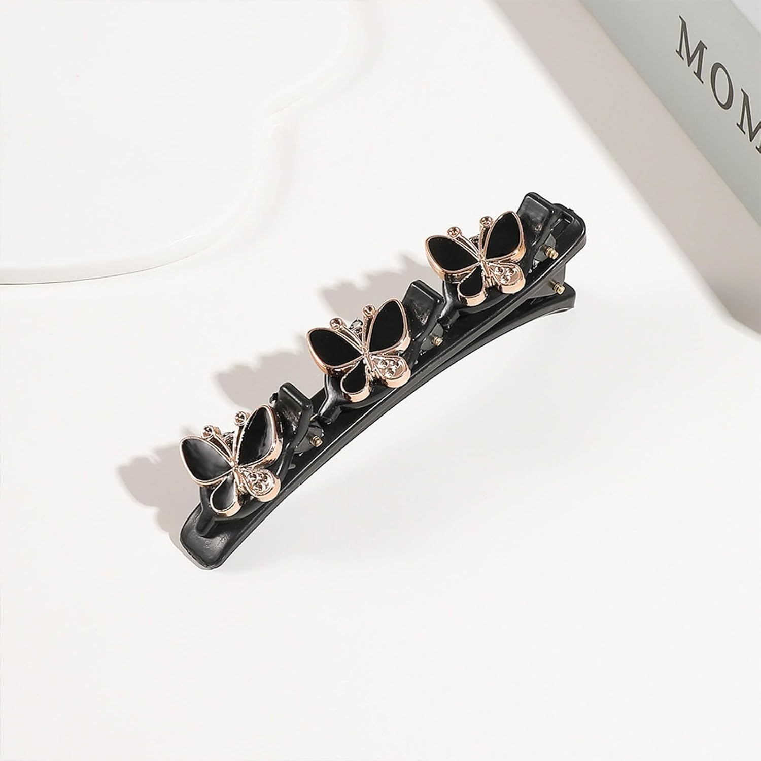 Braided Hair Clips with Sparkling Crystal Stone and 3 Small Clips Pearl-Shaped Hairpin Duckbill Clip Braided Hair Clip with Rhinestones for Women as a Gift (Style: C) image number 1