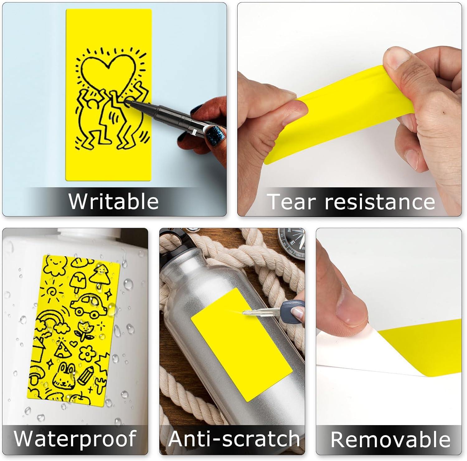 YIKIADA Rectangular Yellow Color Coding Label 2 X 4 Inch Self Adhesive Vinyl Waterproof Writable Removable Sticker Roll for DIY Office School Supplies Inventory Name Price Tag File Paper 500 PCS - Blue image number 3