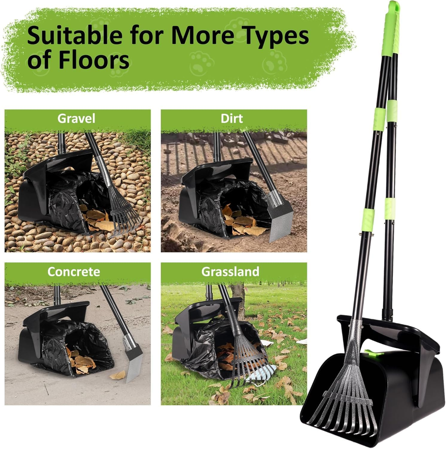 Dog Poop Scoop Rotating Trash Can with Rake and Scoop, Comes with 25 Trash Bags, Suitable for Large, Medium and Small Dogs, Dog Poop Scoop Cleans up Pet Waste from Yards, Grass, Dirt or Gravel image number 4