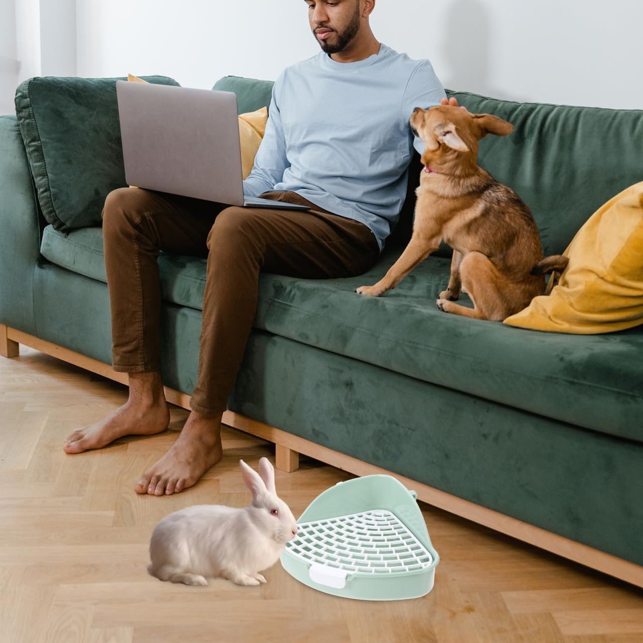 Ibasenice Rabbits Litter Box Small Toilet Easy to Clean Turnover Design for Bunnies and Other Small Animals image number 3