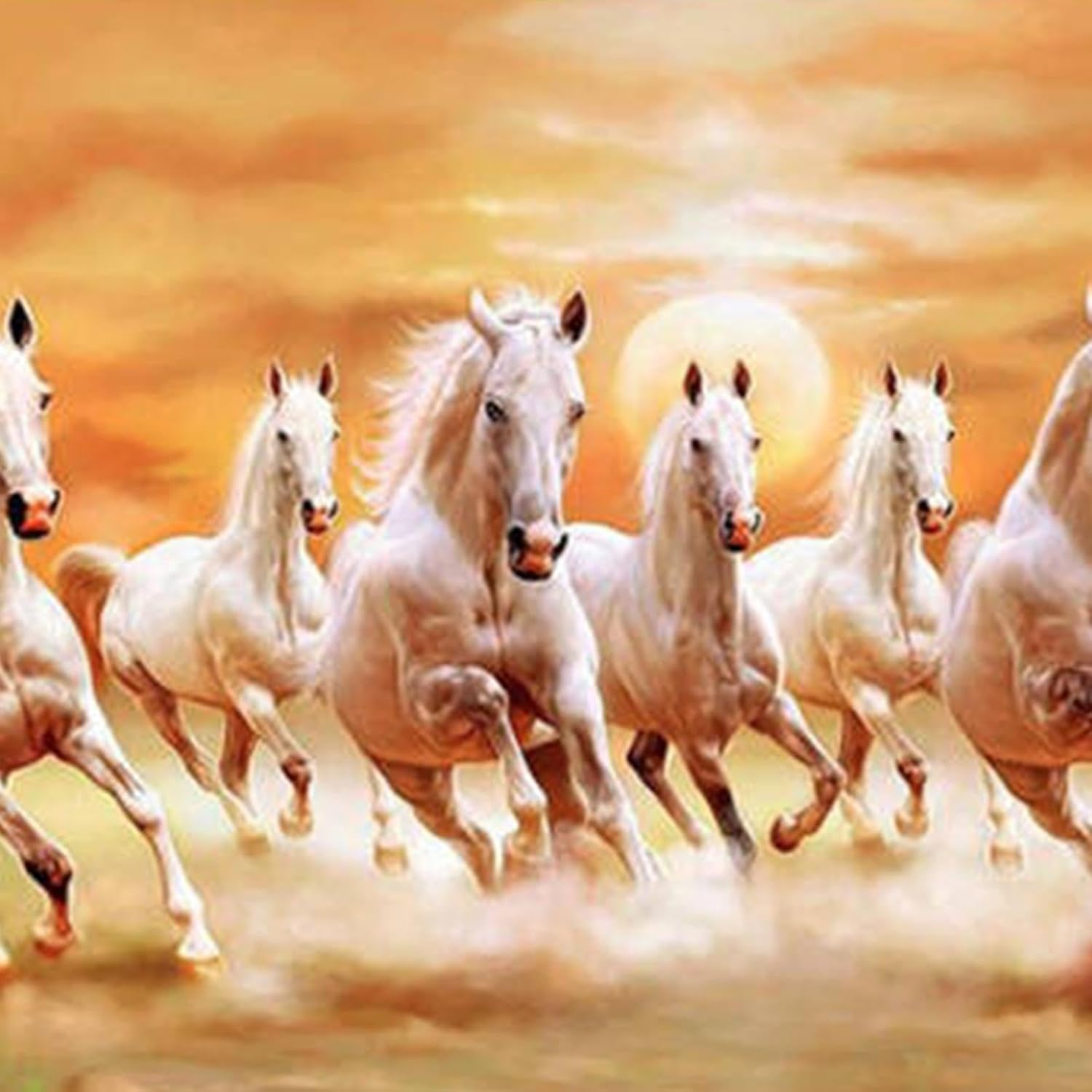 STARTIST Seven Running Horses Wall Art Canvas Print Picture Fashion Decorative Birthday Gift Animal Posters Artwork for Bedroom Office, 60Cmx120Cm image number 4