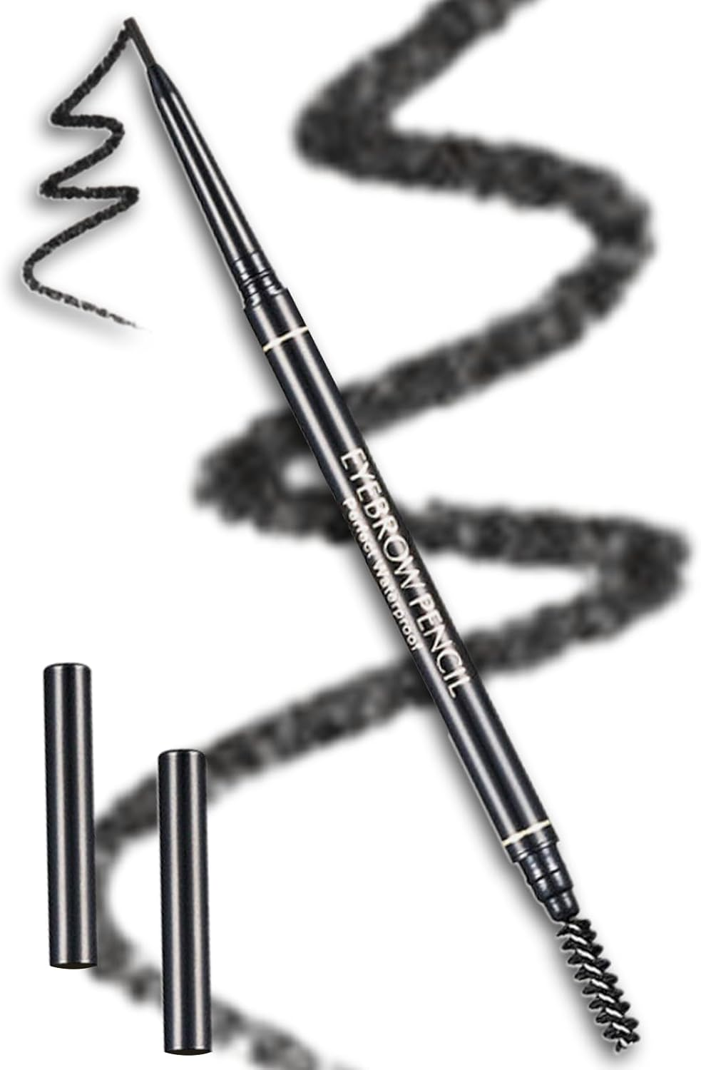 Dual-Ended Eyebrow Pencil Micro Pencil with Eyebrow Brush Sweat-Proof Ultra-Fine Pencil Tool for Shaping Defining and Filling Suitable for Beginners Makeup Artists and Beauty Enthusiasts (Black)