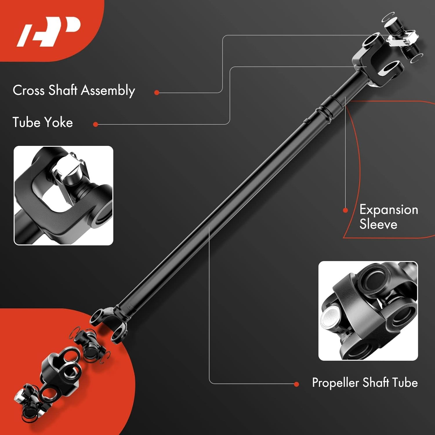 A-Premium Rear Complete Drive Shaft Prop Shaft Driveshaft Assembly [4WD, 93.4" WB] Compatible with Jeep Wrangler 1997-2006, 93.4" Wheelbase, with 2 to 6" Lift image number 2