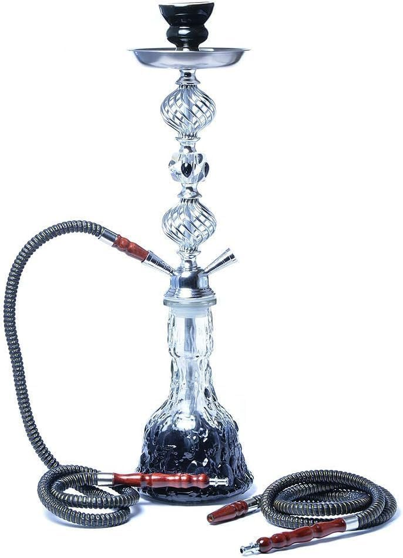 Pipe Set Glass Waterpipe, 53Cm Glass Waterpipe with 2 Tubes Black Shisha Set image number 3