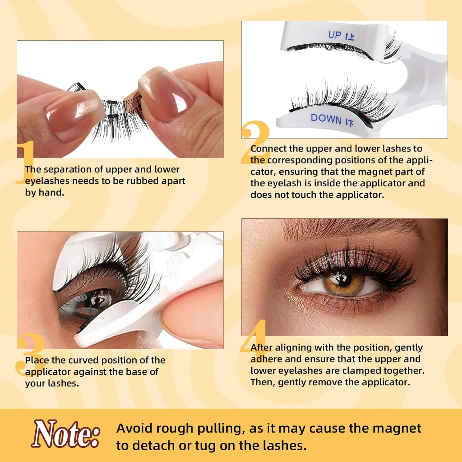 QUEWEL 2 Pairs Magnetic Eyelashes Natural Look, No Glue Needed Eyelashes Magnetic Reusable Magnetic Lashes Kit with Applicator Easy to Wear and Remove(Gd-Cx-C+F)