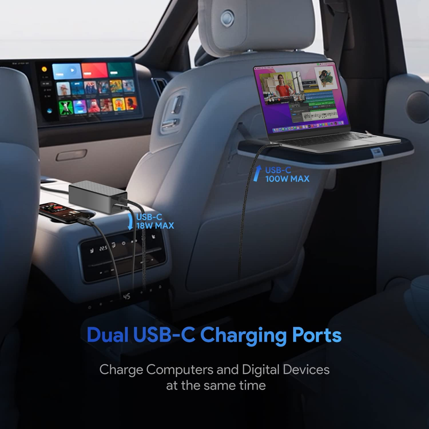 KFD 118W 100W 18W USB-C Laptop Charger Car Cigarette Lighter DC Adapter for Nintendo Switch 2, HP Dell Macbook Pro Air LG Razer Blade Stealth 13 MSI Lenovo Samsung PD3.0 QC3.0 Type C DC 12V-24V image number 5