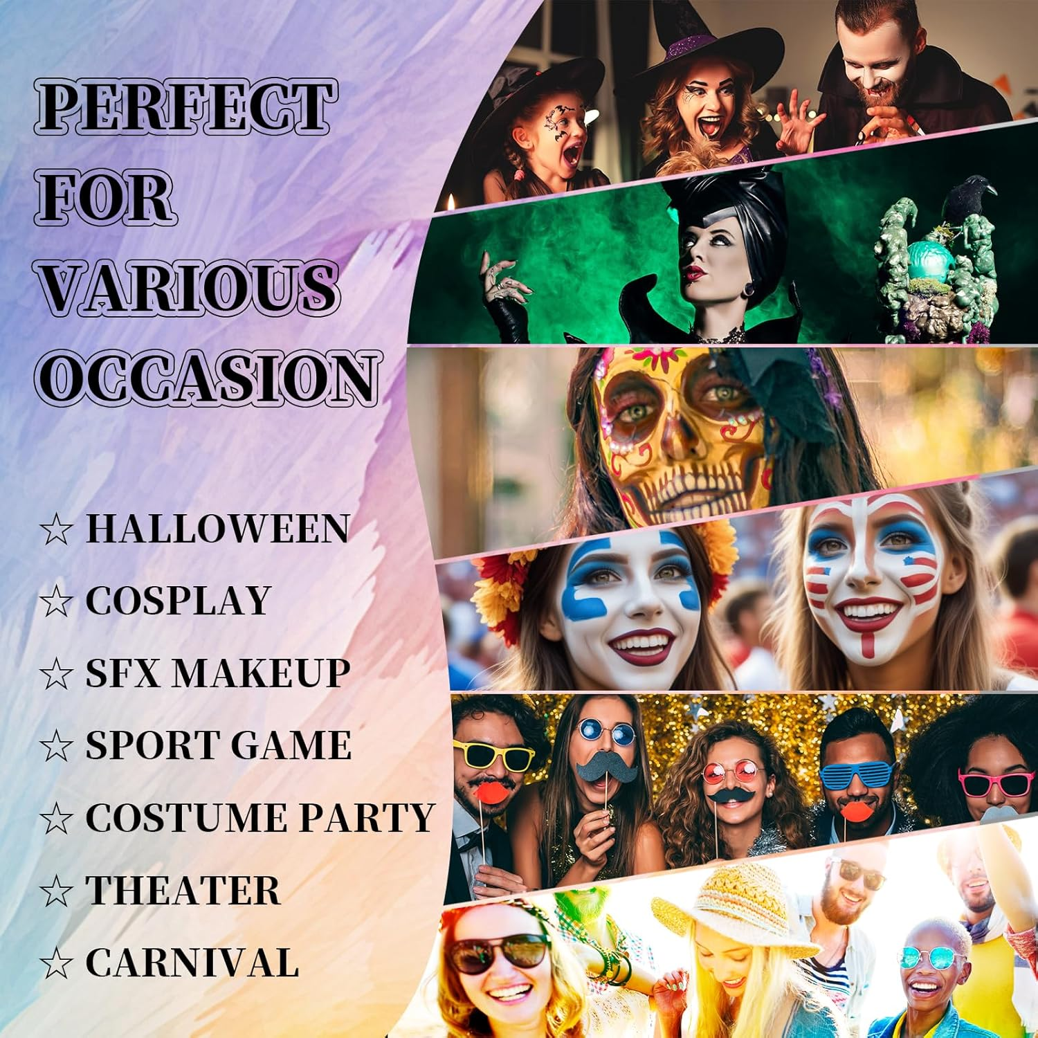 YBUETE Green Face Body Painting Stick, Professional Full-Coverage Cream Green Face Paint for St. Patrick'S Day Halloween SFX Witch Monster Cosplay Makeup,Washable Body Paint for Adult Carnival image number 6