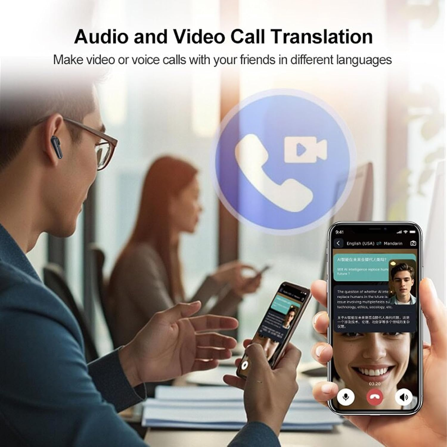 Depisuta AI Translation Earbuds Real Time, 164 Languages 5.4 Translator Earbuds with APP & Charging Case, Language Translator Device for Travel Business Meeting image number 1