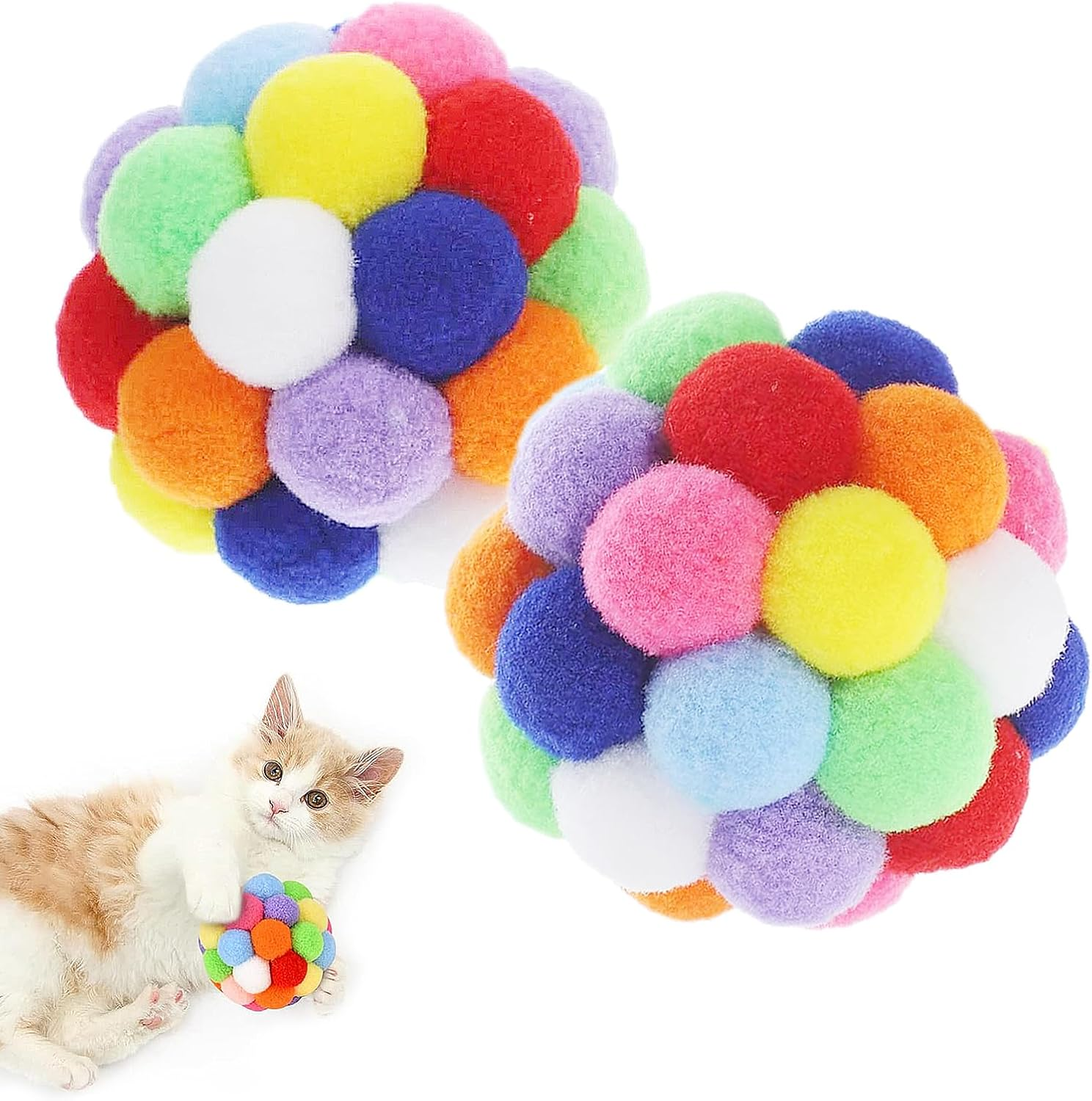 Vebetter Felt Balls for Cats, Pack of 9 Cat Toy Balls, Cat Toy, Felt Cat Balls, Soft Cat Balls, Kitten Pom Poms Ball, Cat Play Toy Indoor, Pompom Ball 4.5 Cm image number 5
