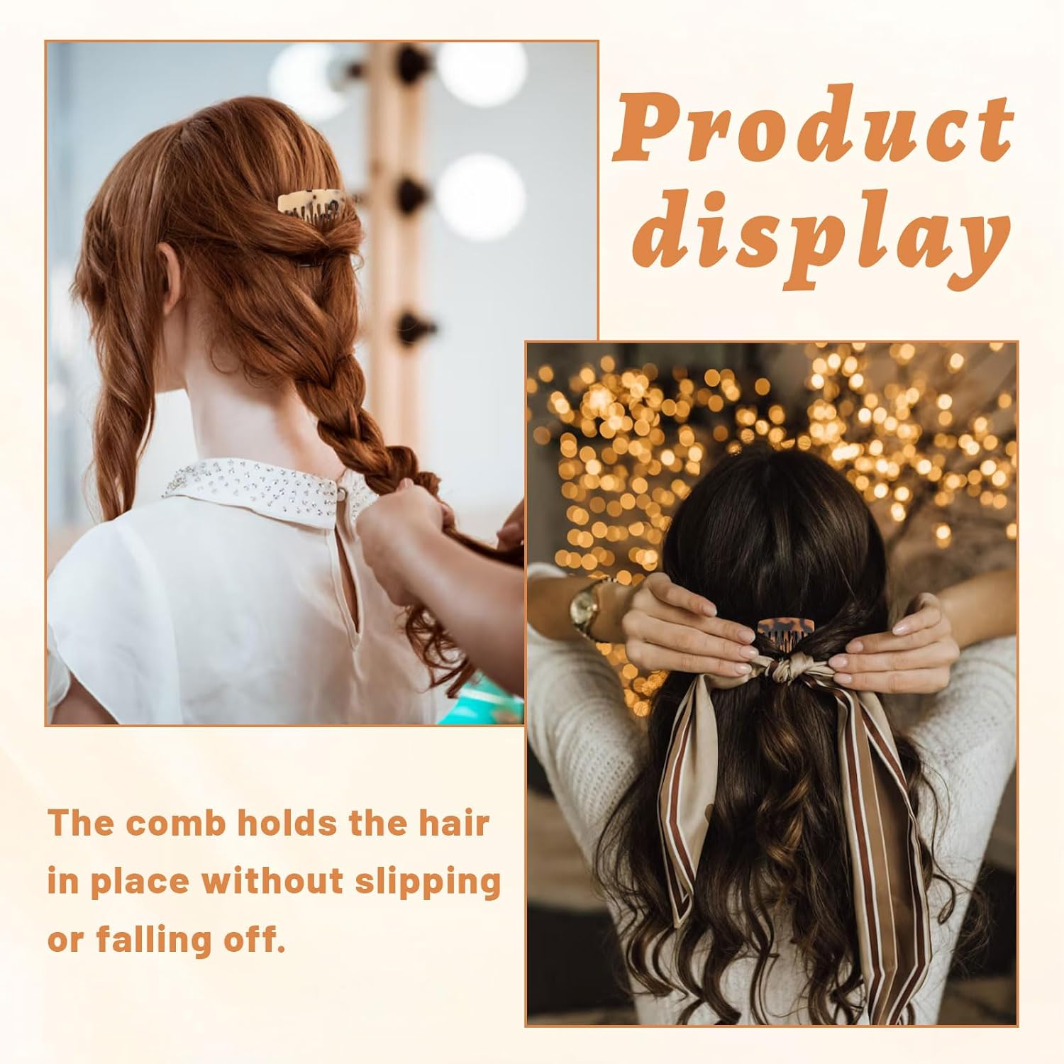 Xanthelle Pin-On Hair Comb, Pack of 4 French Combs, French Hair Clip, Pin Comb for Hair, Strong Hold for Buns & Styling image number 6