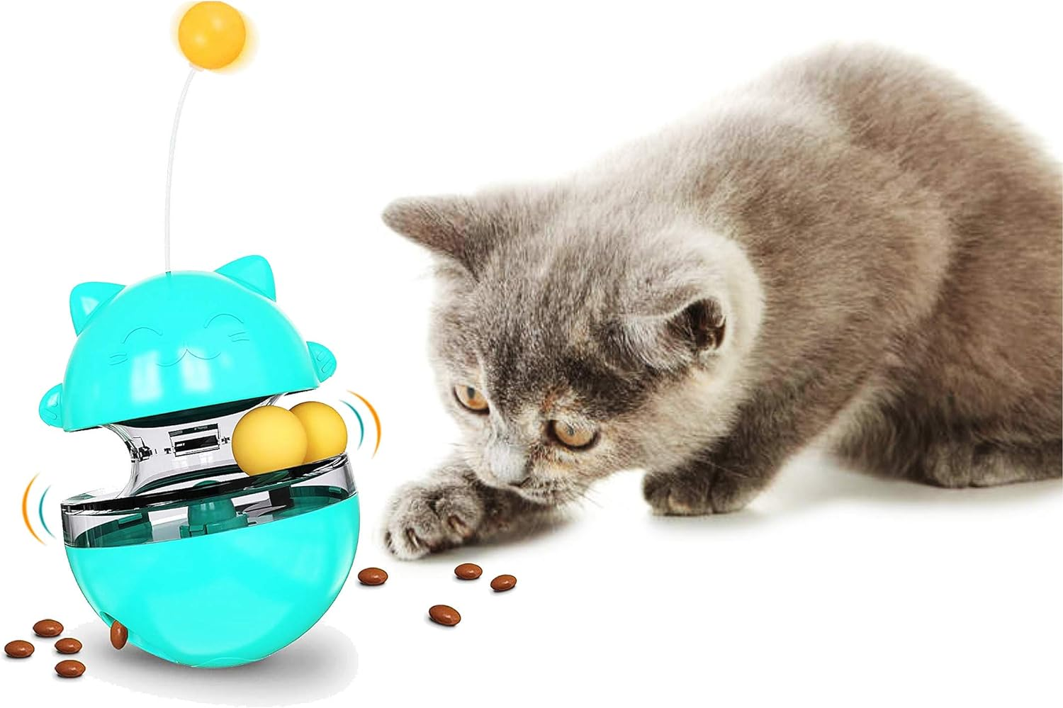 Cat Treat Dispenser Tumbler Interactive Puzzle Feeder, Cat Snacks Temptations Ball Food Puzzle Toy