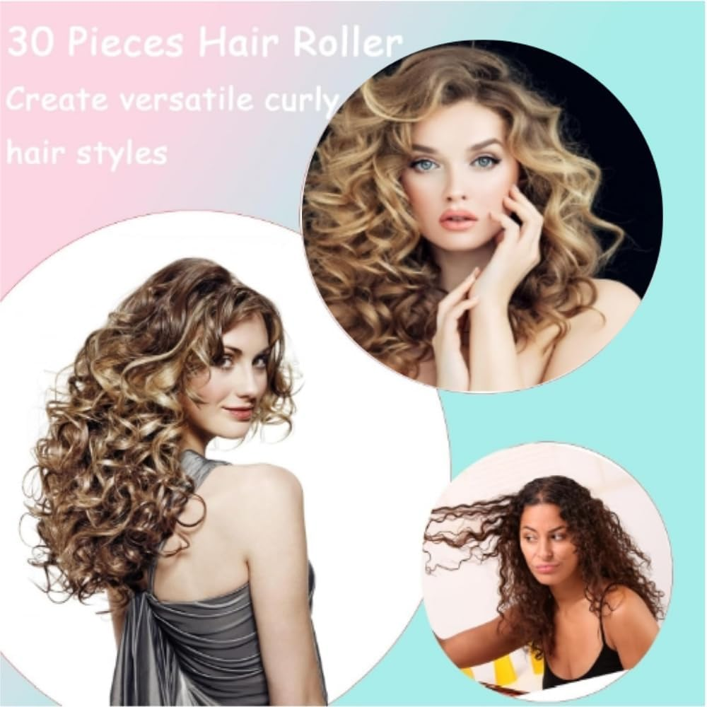 Fabselection Hair Roller Plastic Hair Roller No Heat Curlers Clips,Plastic Hair Rollers Curlers,Plastic Hair Rollers Curlers Snap on Rollers Self Grip Rollers,Hair Rollers Curlers image number 2