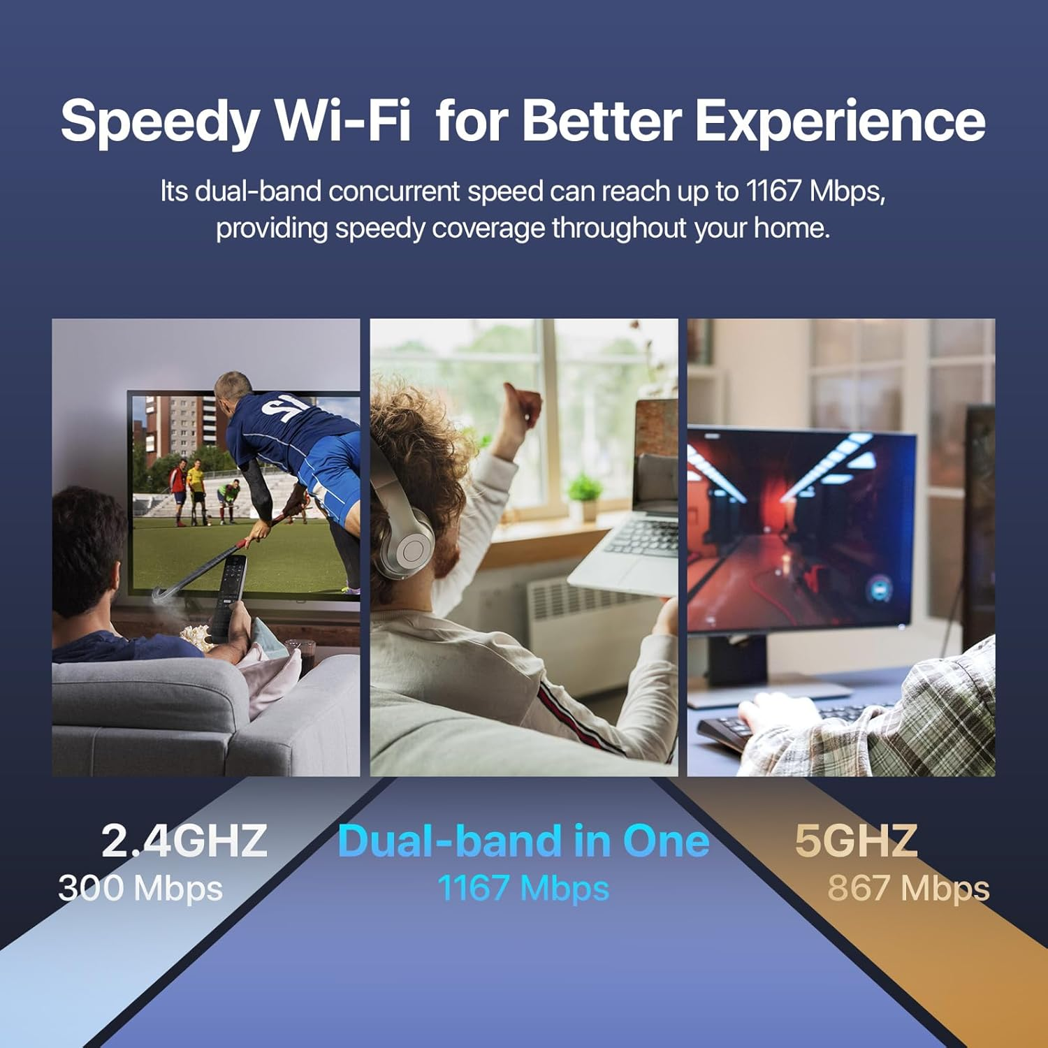 Tenda AC1200 Gigabit Wifi Router &ndash; Dual Band Router for Wireless Internet, 3 X GE Ports, 4X6Dbi Antennas, MU-MIMO, Ipv6, Guest Wifi, Access Point Mode, Long Range Coverage(Ac8) image number 1