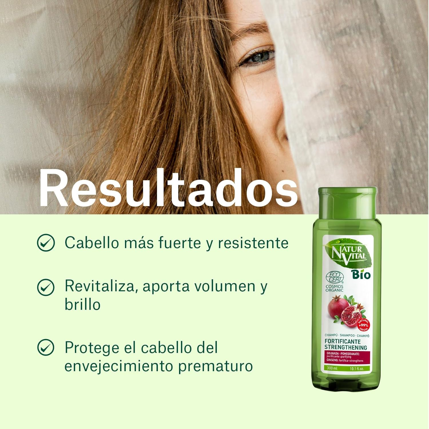 Naturvital Bio Shampoo Strengthening -ECOCERT Certified-No Silicones, Parabens and PEG - 300Ml