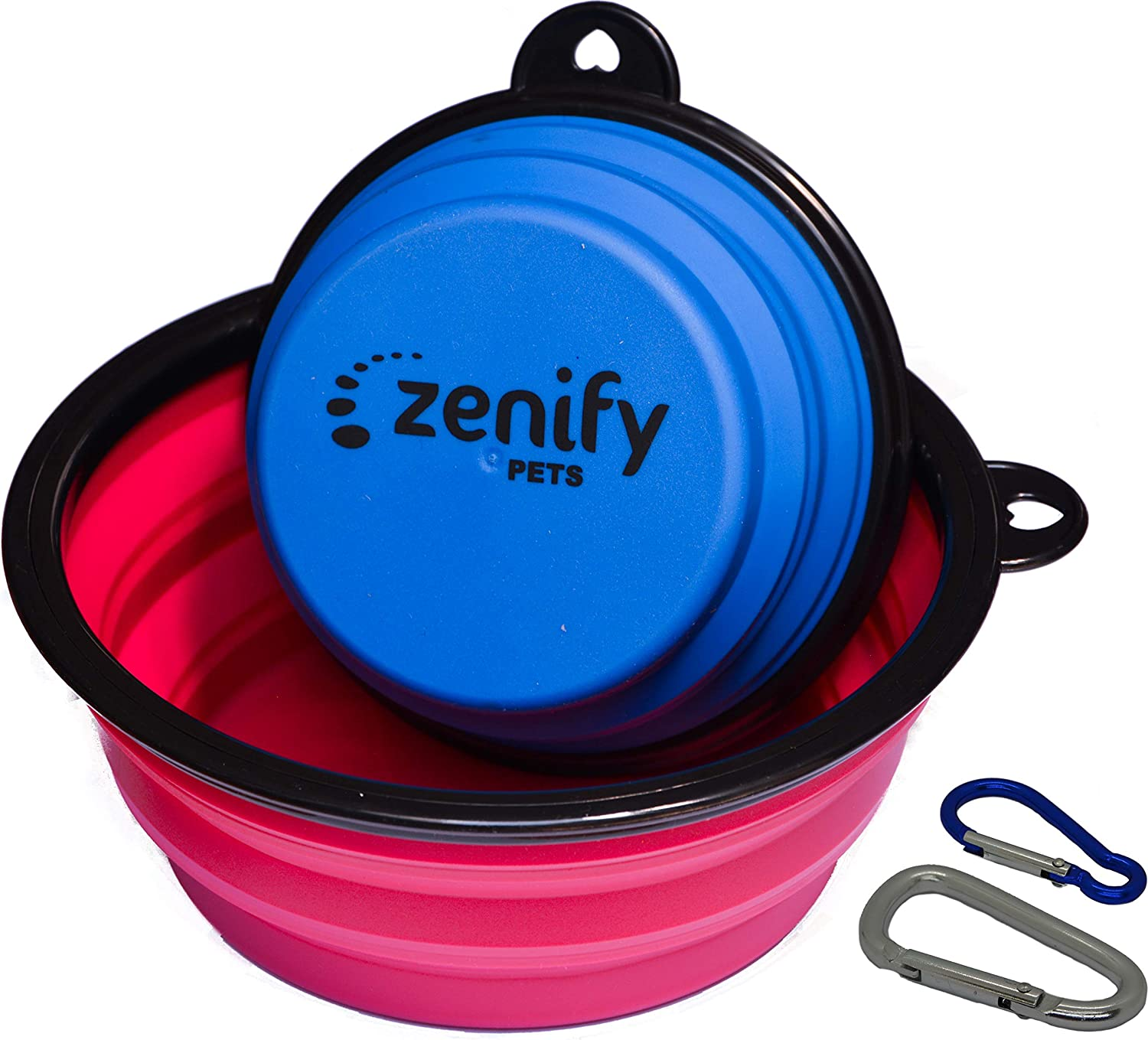 Zenify Dog Bowl Food & Water Feeder 2 Pack - Extra Large 1000Ml 17.8Cm & Small 400Ml 12.7Cm Collapsible Portable Foldable Travel Dish Leash Lead Slim Accessories for Puppy Dogs (Pink Xl/Blue S) image number 6