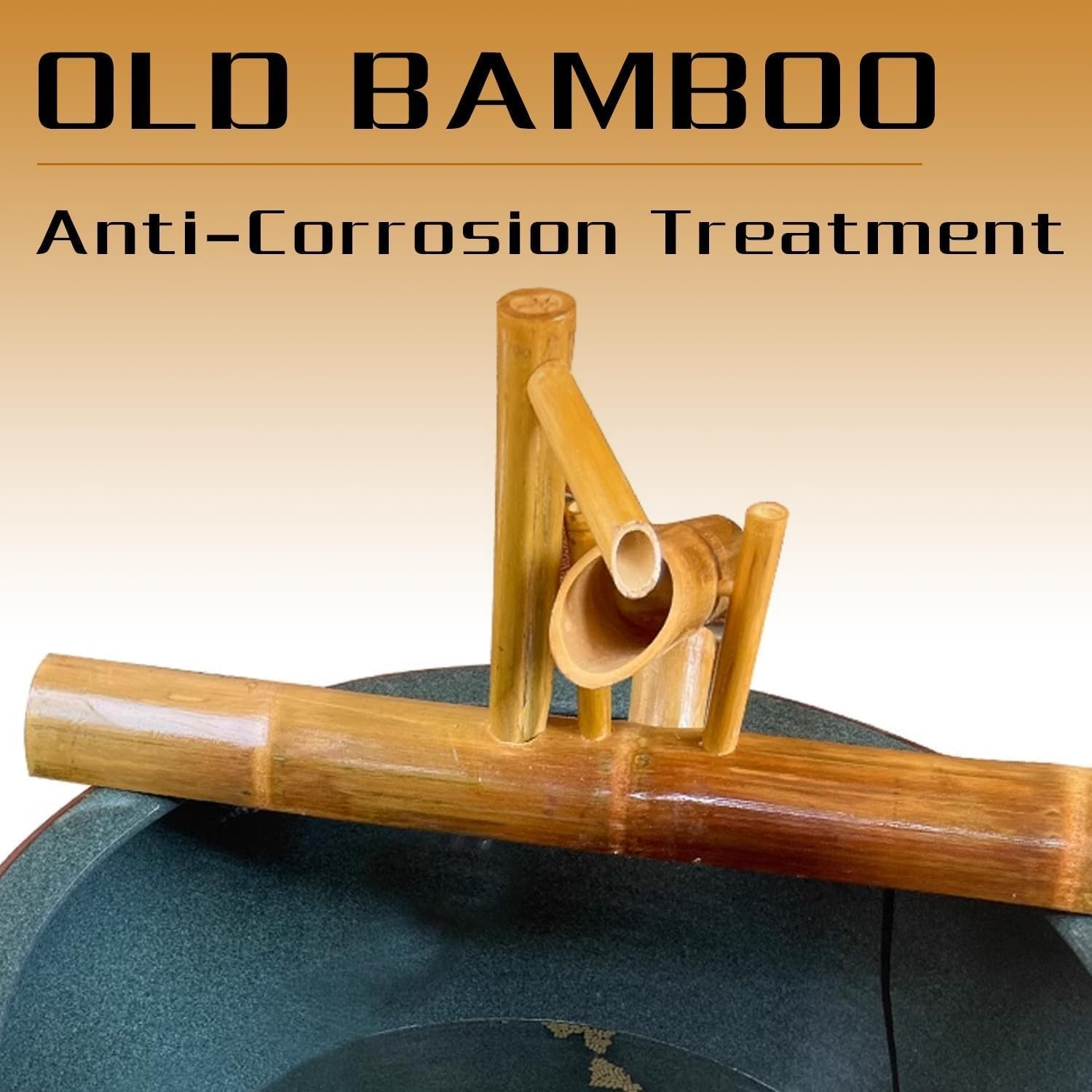 Japanese Garden Decor, 20 Inch Solar Powered Outdoor Bamboo Fountain for Backyard Pond, Zen Landscape Water Features for Desks, Patios and Yards image number 1