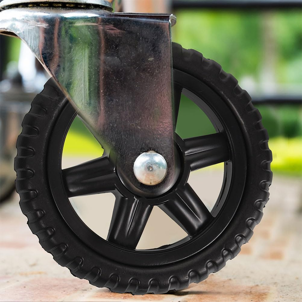 4Pcs Shopping Cart Wheels 5 Inch Heavy Duty Replacement Casters for Grocery Trolleys - Easy Stair Climbing Black Pu Wheels