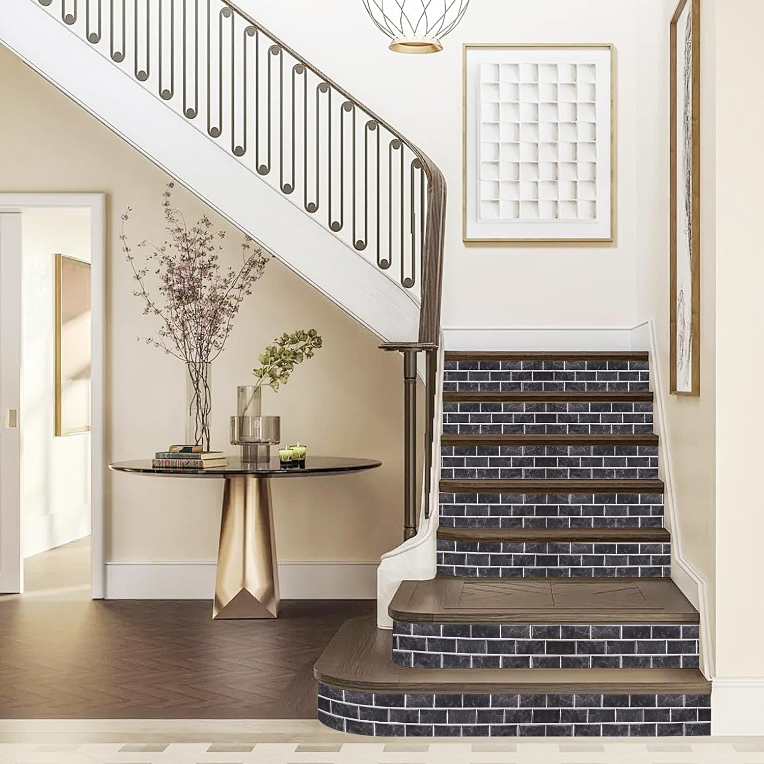 12 PCS Peel and Stick Tiles Kitchen, Stick on Kitchen Tiles, Tiles Self Adhesive, Tile Stickers for Kitchens, Bathrooms, Wall Art and Interior Decoration(Black) image number 3