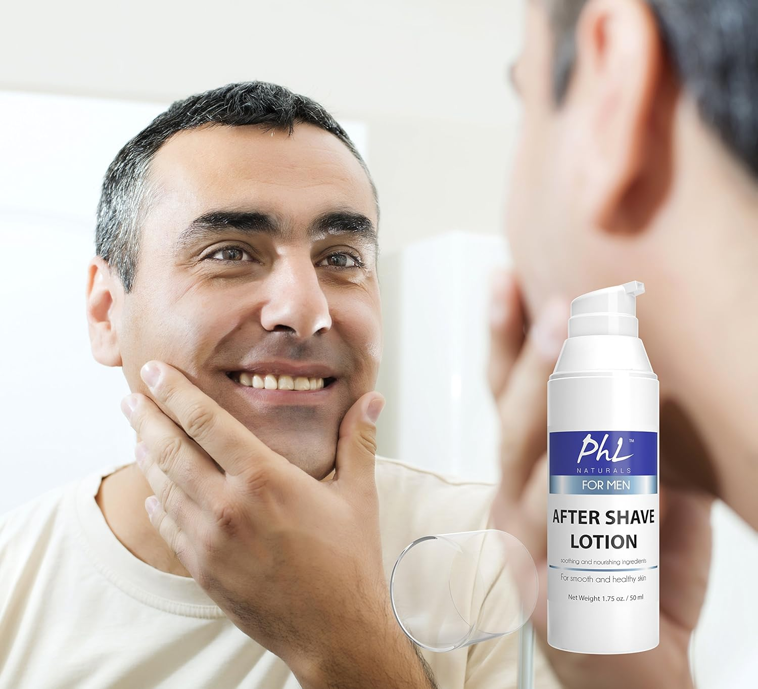 PHL Naturals Unscented Aftershave for Men, after Shave Lotion - Soothes, Moisturizes, Repairs Skin & Prevents Razor Burn, Smooth Soft Finish, 1.75 Oz / 51.7 Ml