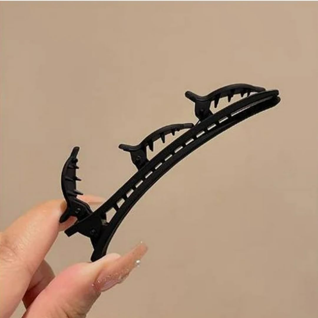 PARENCE. - Set of 2 Long Hair Clips 9.5 Cm - Black - Durable Plastic Hair Clips - Hair Accessories for Women and Girls - Lightweight, Elegant and Practical image number 1