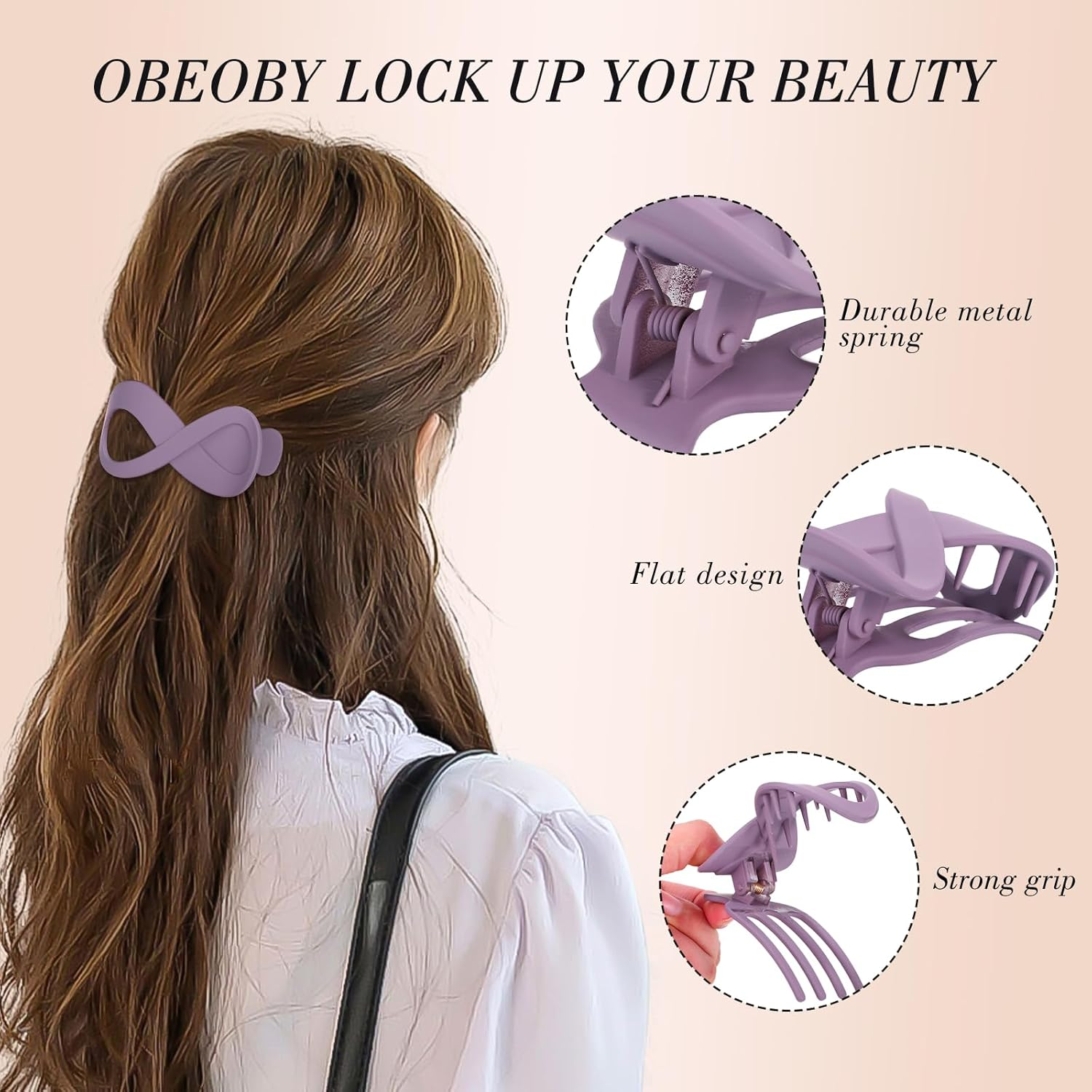 8 PCS Flat Hair Clips, French Flat Claw Clips Hair Claws for Women Girls Thin Hair image number 5