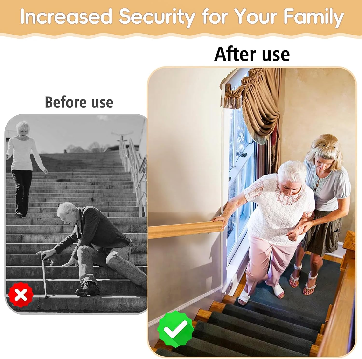 Wooden Handrail Indoor Stair Outdoor Wood Staircase Stairway Banister Safety Railing Kit Bracket Bar Elderly Step Basement Porch Grab Interior Exterior Wall Mount Hardware RV Mobile Home Metal Post