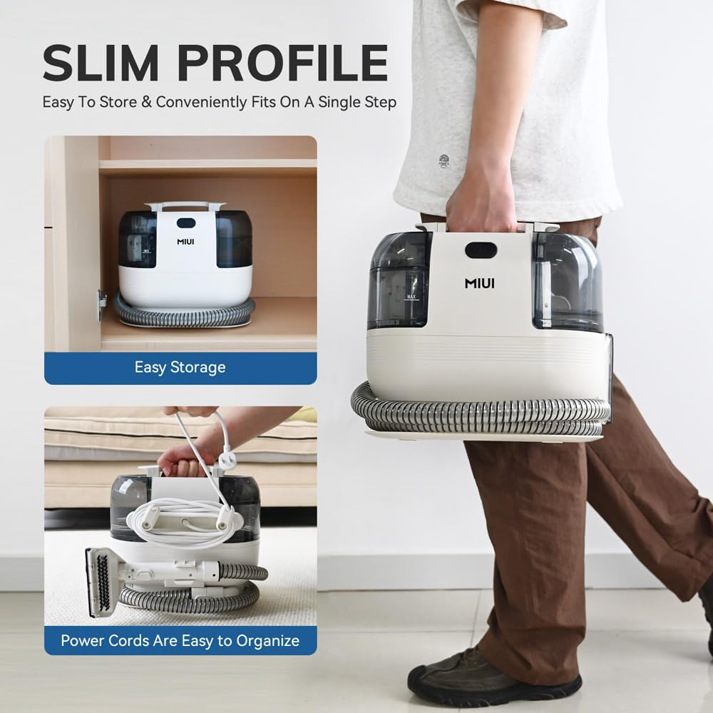 MIUI Spotclean, Multi-Purpose Portable Cleaner, Carpet and Upholstery Cleaner Machine, Non-Chemical Stain Remover for Pets, Stairs, Car Seats and Couch, Cushions, Lightweight, 75Db, Compact image number 2