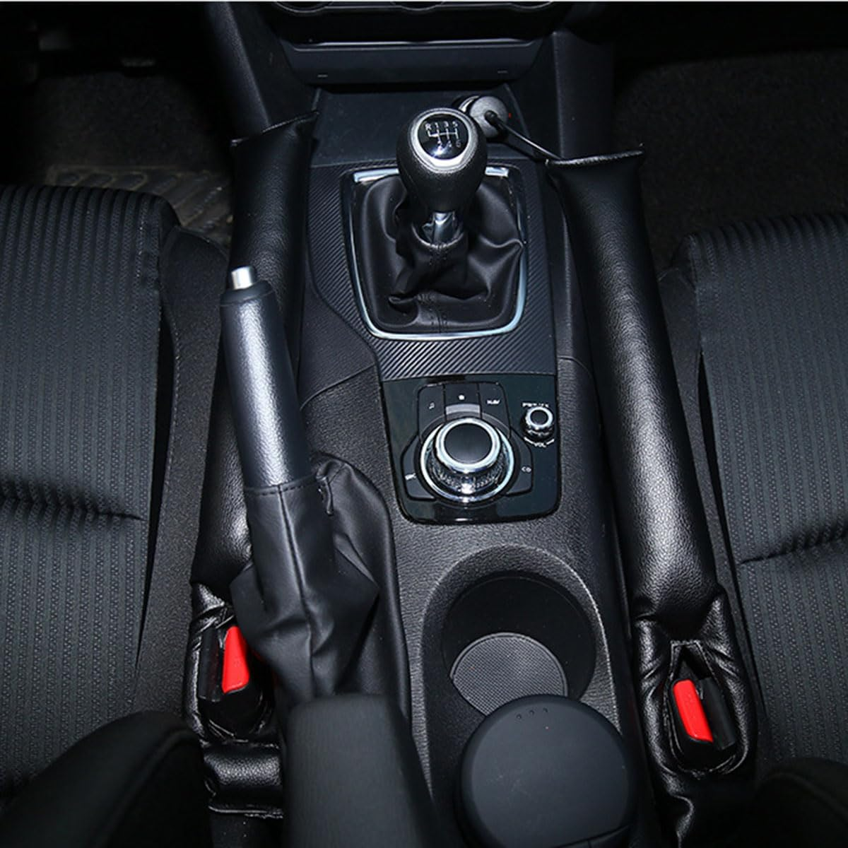Car Seat Gap Filler, Two Piece Leather General Motors Gap Plug,Flexible Gap Filler between Car Seat and Console,Used to Prevent Things from Falling Off(Black) image number 2