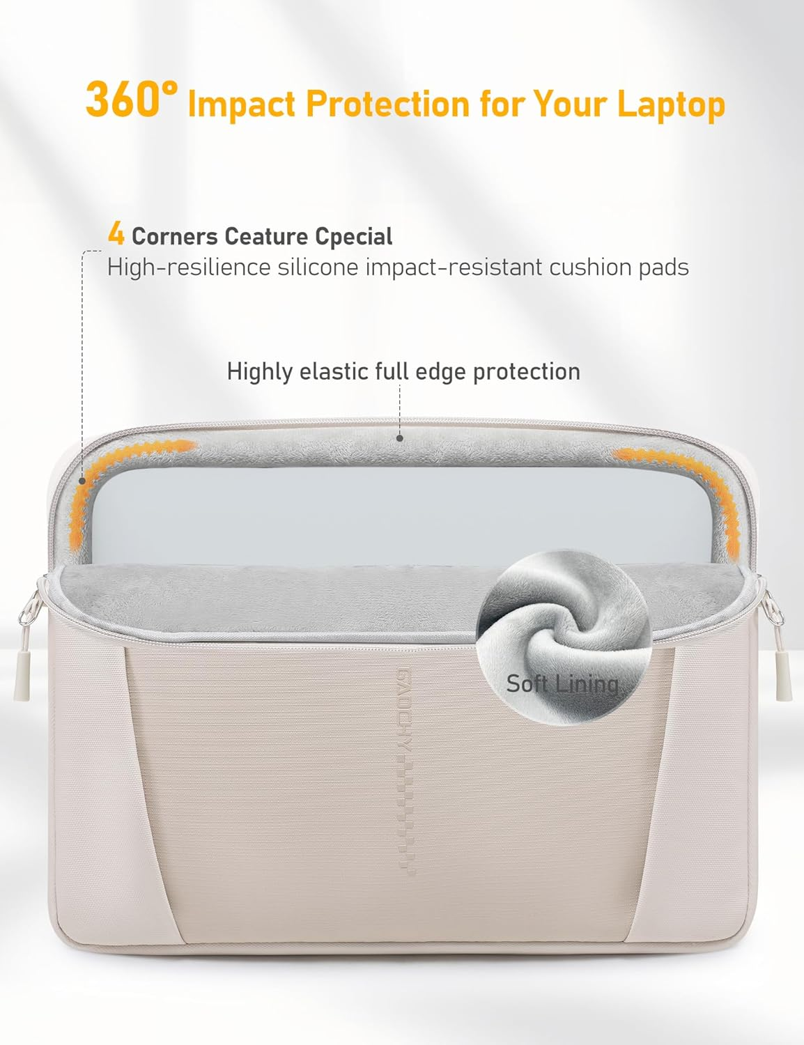 13.3-14 Inch Laptop Sleeve Bag Water-Resistant Laptop Case for Macbook Pro 14 2024-2021, Macbook Air 13 M4 2025, Swift Go 14, 14 Inch ASUS Zenbook, Dell 14, Inspiron 14, Envy 13, Pearl White