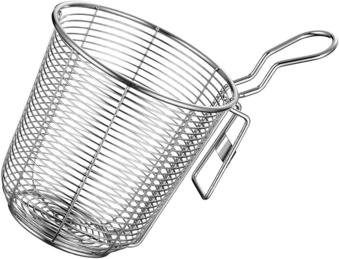 Operitacx Mesh Pasta Basket Stainless Steel Mesh Spider Strainer for Pasta Ramen Noodles Dumpling Deep Fried Food image number 6