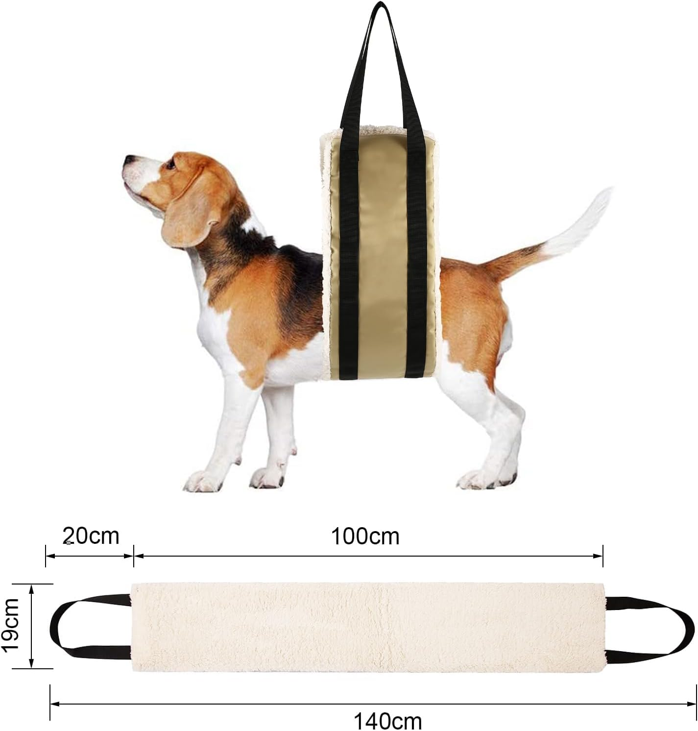 30-120 Lbs Dog Sling for Large Dogs Hind Leg Support,Dog Lift Harness for Back Legs,Helps Elderly Pet with Reduced Mobility, for Walking Canine Arthritis Rehabilitation(Beige) image number 2