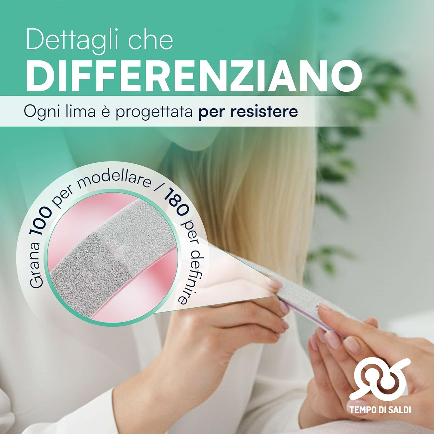 Tempo Di Saldi 100 Half Moon Lime Bilateral Grain 100/180 for Nail Art Reconstruction image number 5