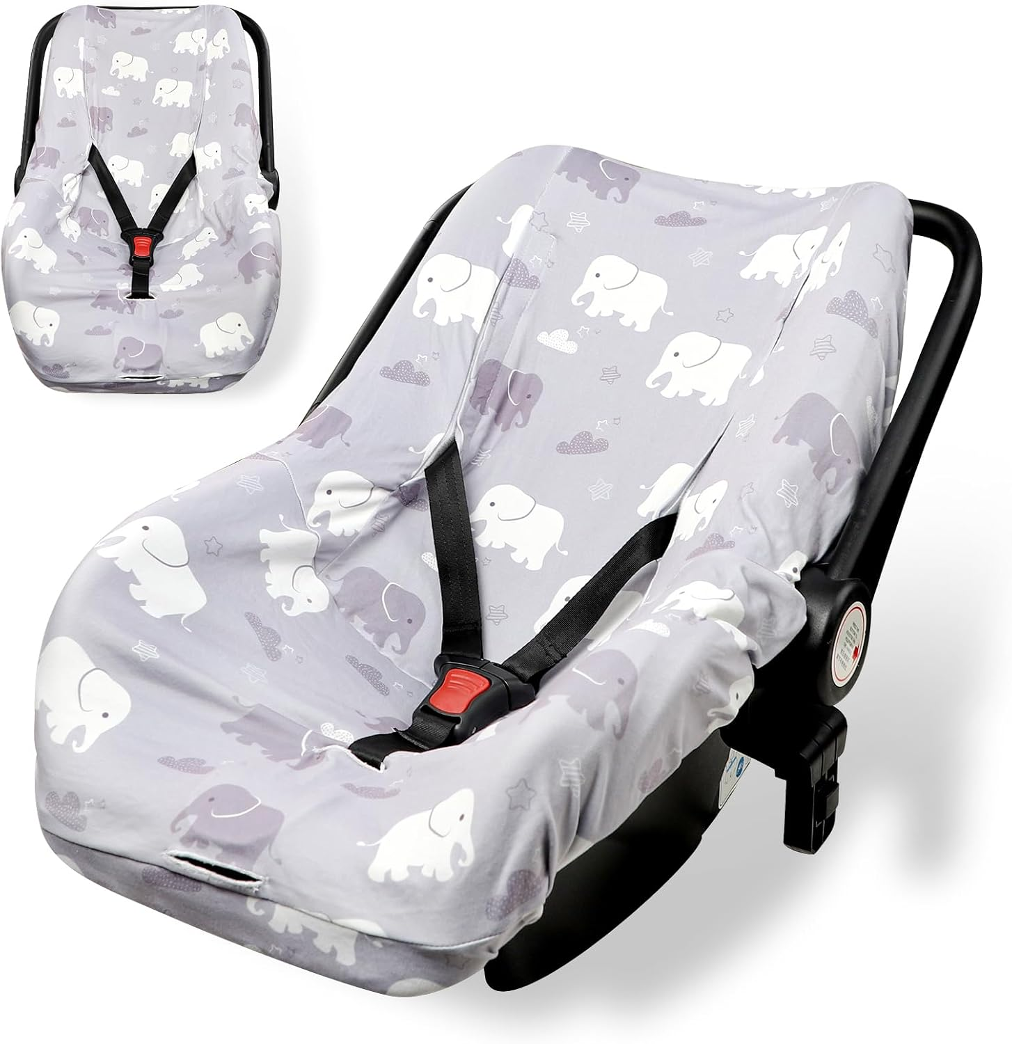 Baby Car Seat Cover Liner, Infant Carseat Cover Liner and Protection for Boys Girls, Universal Fit Car Seat Protective Cover,Soft & Comfortable,Machine Washable,Gray Elephant