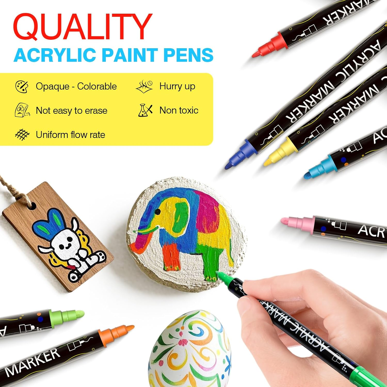 ZDY Dual Head Acrylic Pen, Suitable for Rock Painting, Wood, Glass, Stone, Metal, Ceramics, Etc., 0.5MM Fine Dot Dual Head Acrylic Paint Pen Set, Art Supplies, Acrylic Markers for DIY Card Making (18) image number 1