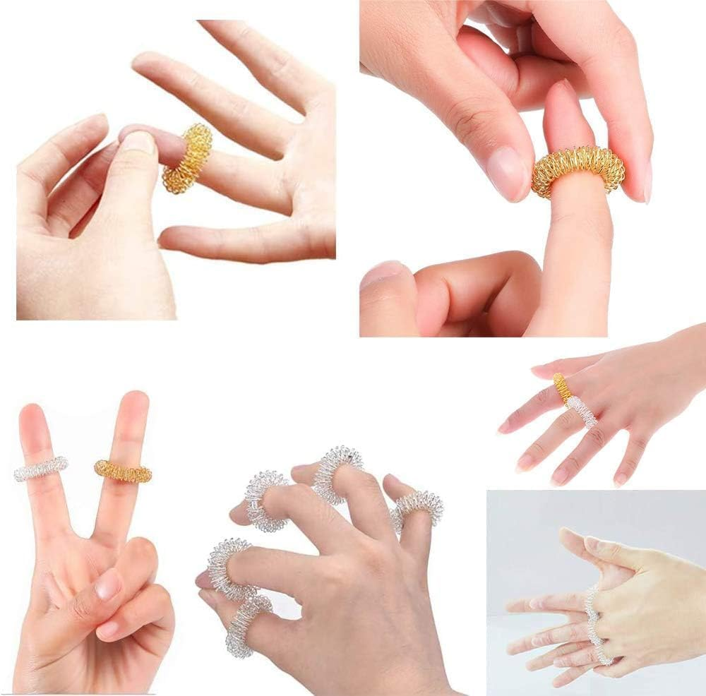 10Pcs Finger Massage Rings,Finger Massage Rings,Stress Relief Rings, Spiky Sensory Finger Rings Set for Teens, Adults, Silent Stress Reducer and Massager(5 Color) image number 2