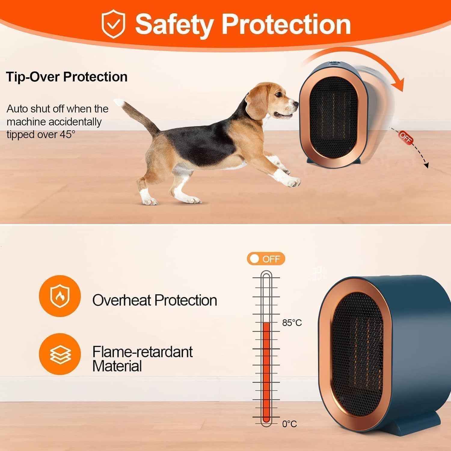 Electric Space Heater,Portable Energy Efficient Space Heaters for Indoor Use,Two-Speed Portable Heater Fan for Office with Adjustable,Overheating Protection,Dumping Shutdown image number 1