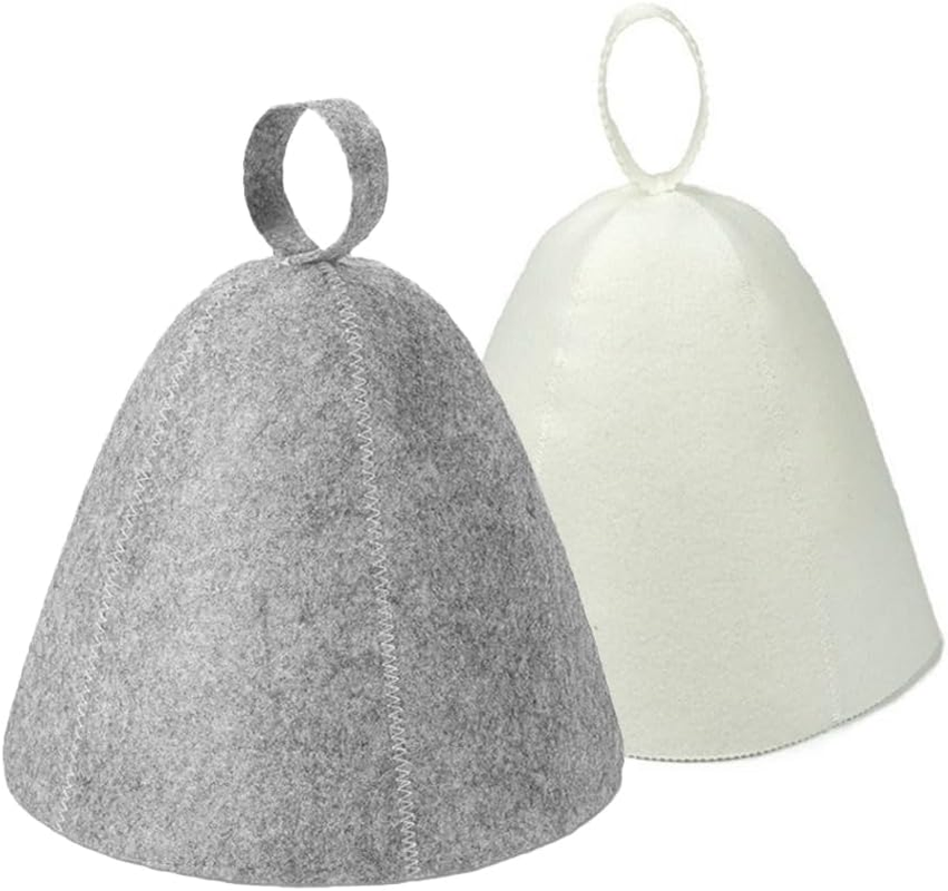 Infrared Sauna Caps, Wool Sauna Hats for Women and Men, Felt Sauna Hat, Vaporarium Hat, Protect Head and Hair Bath Sauna Accessories 2 Pack