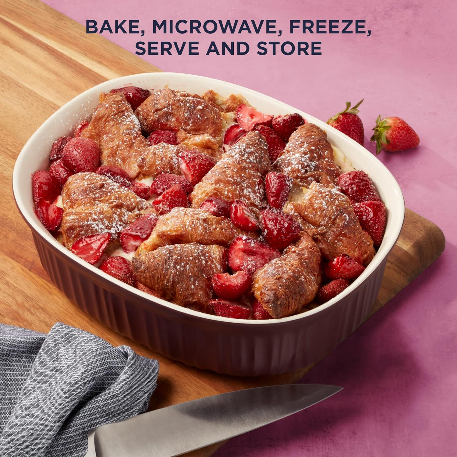 Corningware French White Bakeware 6-Piece Set, French Cabernet image number 4