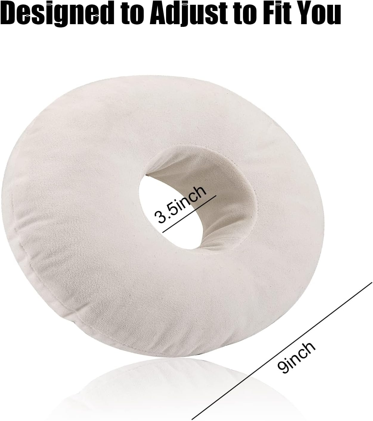 9 Inch Piercing Pillow,O-Shaped Pillow with Ear Holes,Doughnut Pillow for Side Sleepers,Relieves Ear Pain & Inflammation, Post-Piercing Recovery Pillows for Cartilage/Helix (White) image number 3