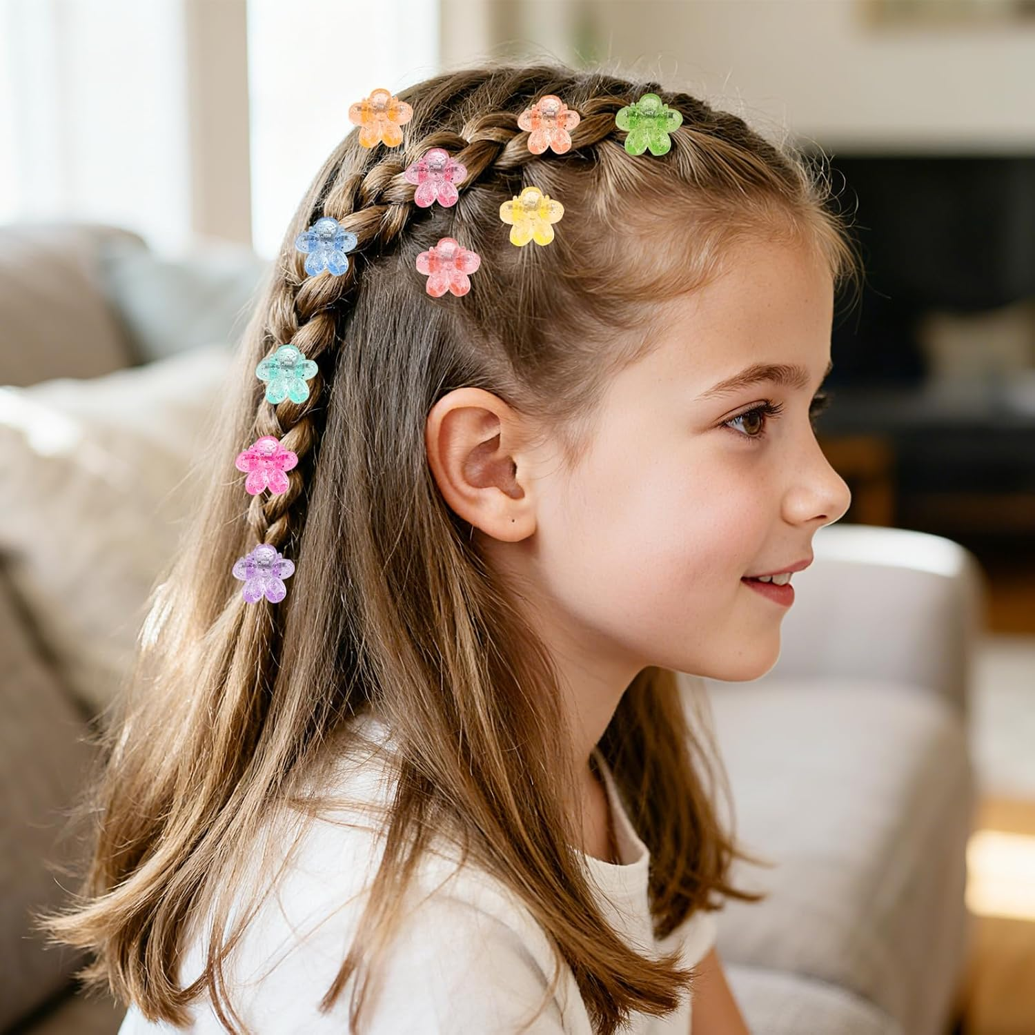 100PCS Mini Flower Hair Clips for Women Girls Mini Claw Clips Cute Jaw Clips Glitter Baby Hair Clip Small Hair Barrettes Strong Grip Hair Accessories for Hair Styling, Colorful image number 2