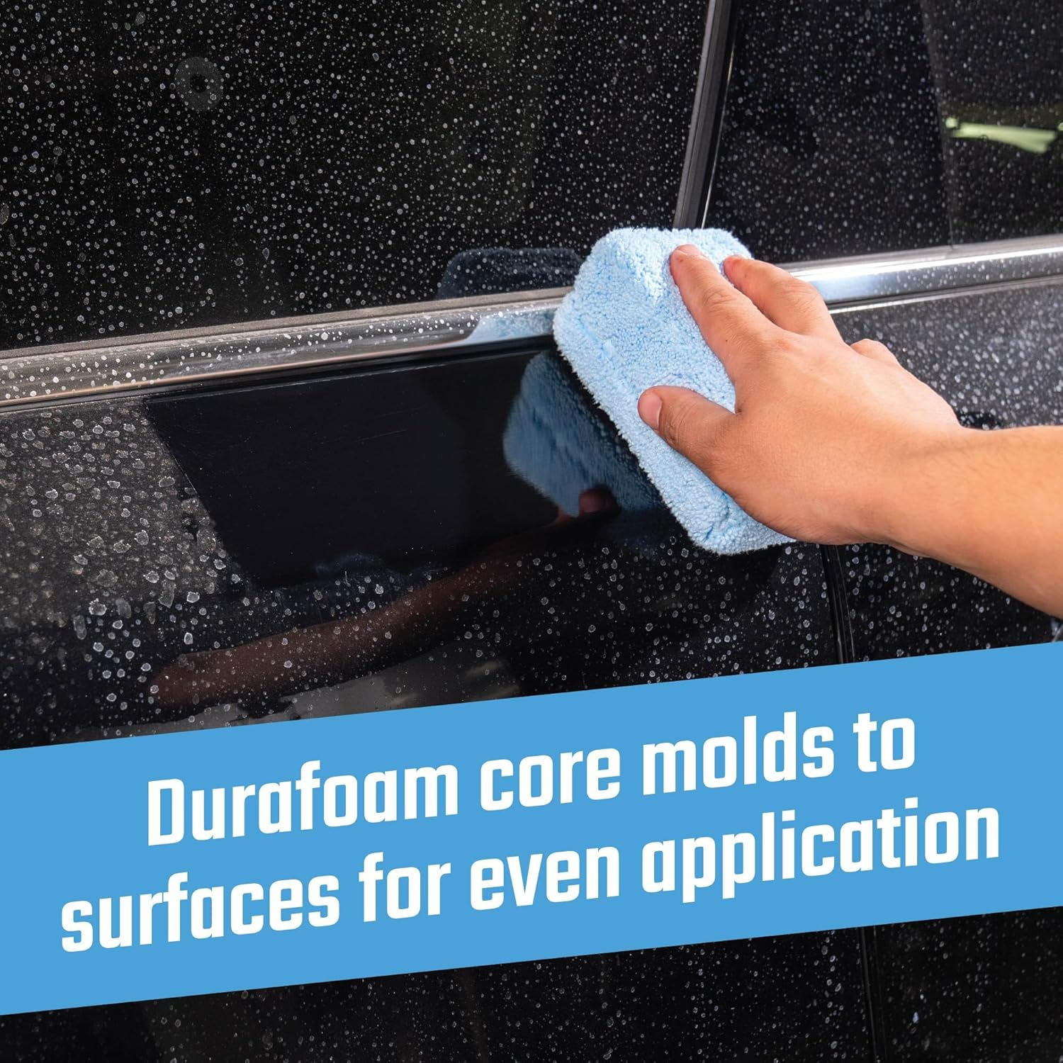 Chemical Guys MIC_292_02 Premium Grade Microfiber Applicator, Blue (Pack of 2) image number 1