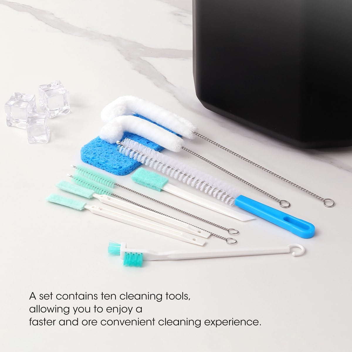 AIEVE Ice Machine Cleaner Brush Sets, 10 Pcs Ice Maker Cleaner Tools Kits with Crevice Cleaning Brush and Scrub Sponge image number 1
