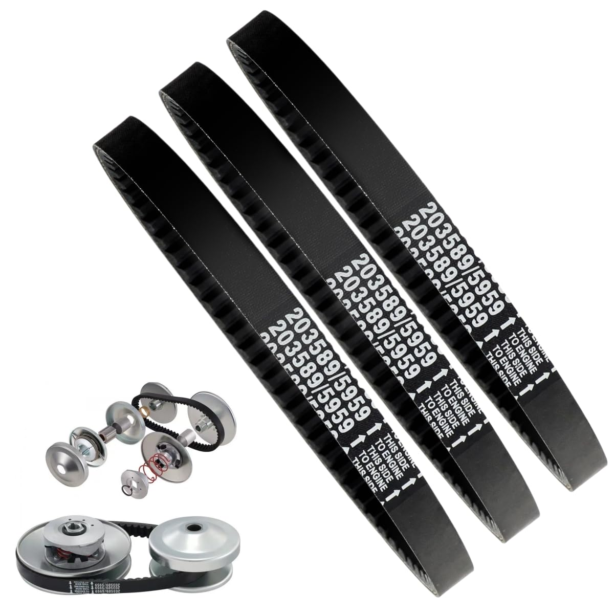 WASYDY 3 Pack of Go Kart Drive Belt for 30 Series Go Kart Torque Converter Drive Belt Replaces Manco 5959 / Comet 203589/Coleman Kt196/Murray 12-8487 image number 3