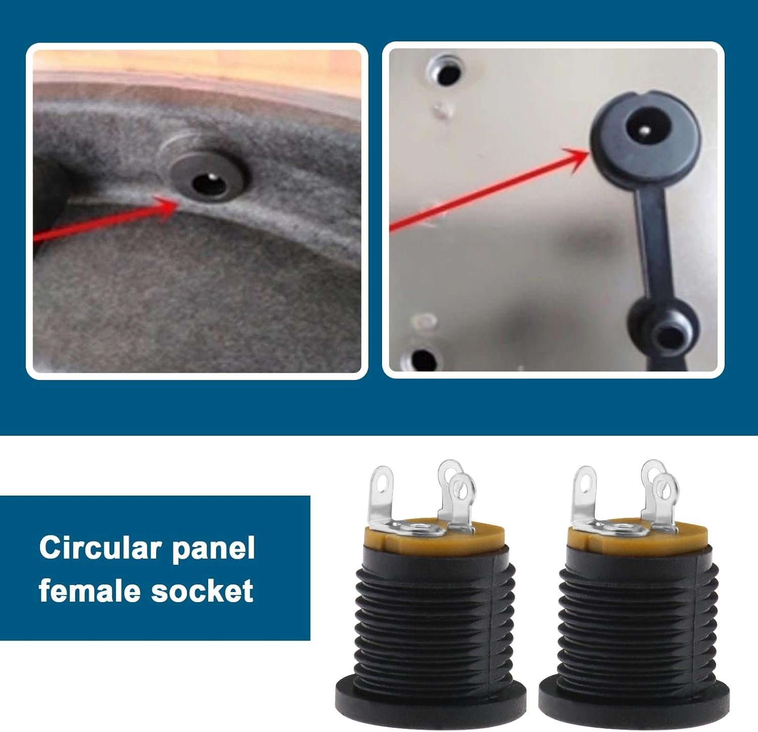 Emagtech 30Pcs 3 Pin DC Power Jack Socket Female Metal round Panel Jack Socket Suitable for MP3 MP4 Music Players 2.1Mm X 5.5Mm Black image number 3