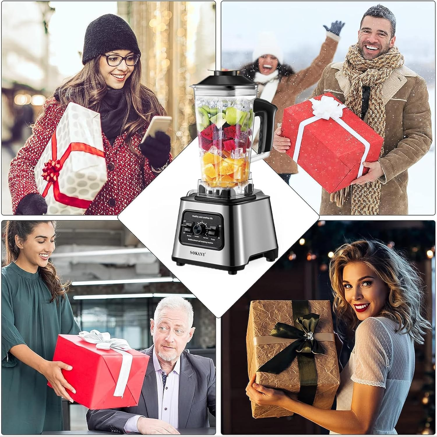 2-In-1 Multi Blender, 6000W Professional High Speed Blenders Smoothie Maker with 2.5L Bpa-Free Container, 9 Speed Control, 8 Titanium Stainless Steel Blade for for Ice/Nut, Kitchen (220V, AU PLUG) image number 1