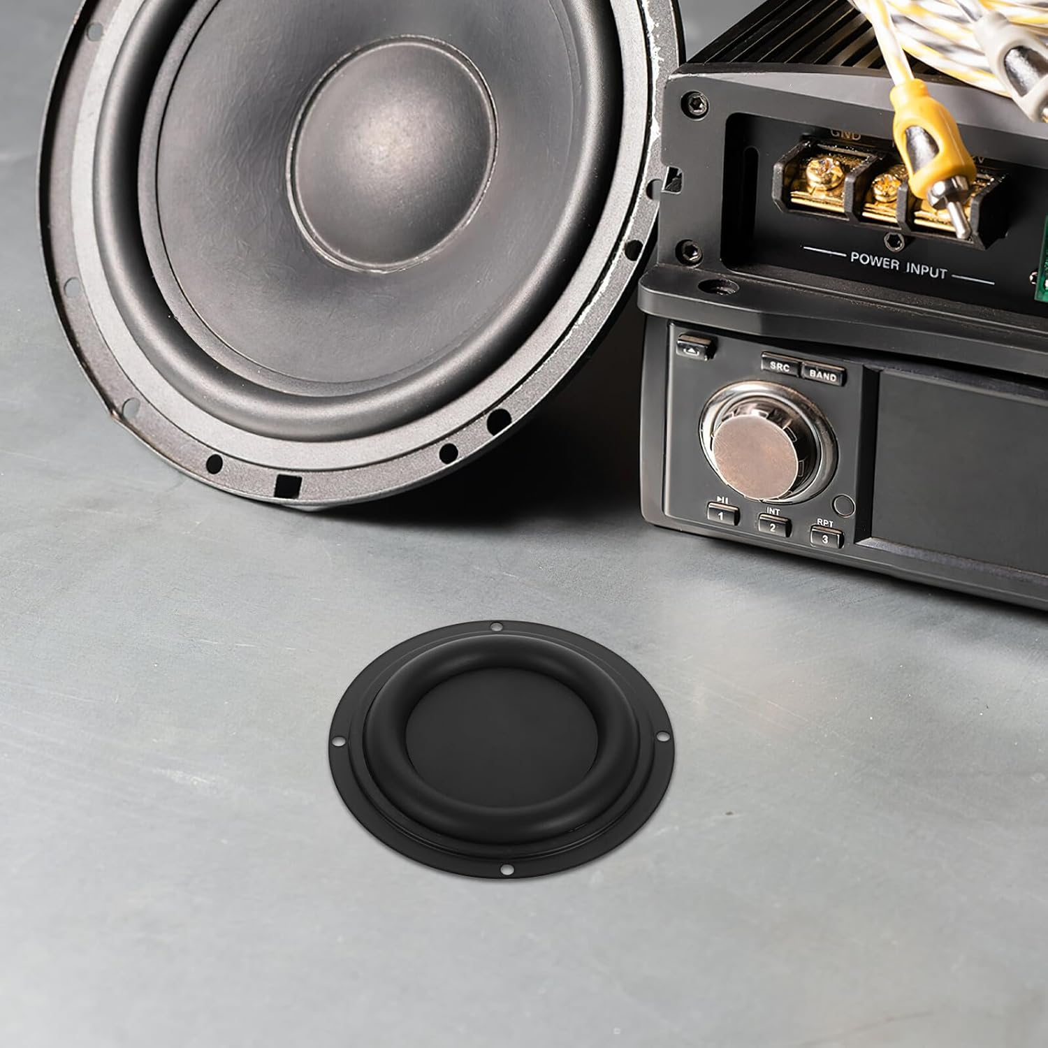 MOLUCKFU 4Pcs 4-Inch Passive Subwoofer Diaphragm Rubber Vibration Plate for Car Audio Loudspeaker Bass Radiator Replacement Speaker Repair Accessory image number 1