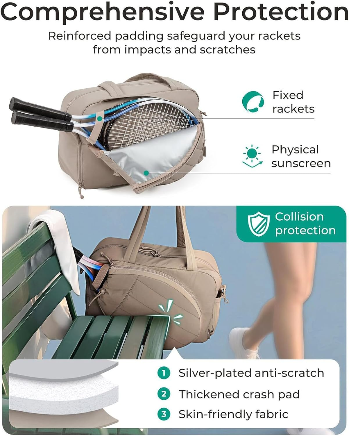 Tennis Gym Bag for Women - Large Sports Handbag Tennis Racket Bag for Women,Water-Resistant Pickleballs Racquet Tote for Sports Gym Court Weekend Trips Commuting Offices Business Trip Travel