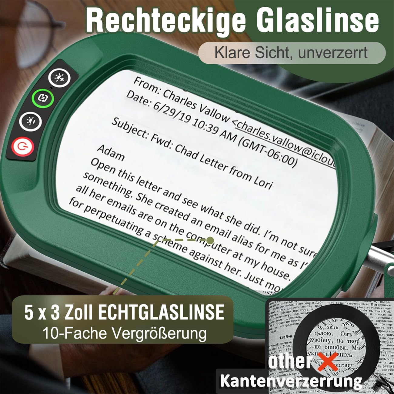 Veemagni 10 X Rectangle Magnifying Glass with Light and Stand, 5 Colour Modes Continuously Dimmable, 2-In-1 LED Illuminated Desk Lamp & Clamp, Hands-Free Reading Magnifier for Reading, Craft, Repair image number 2