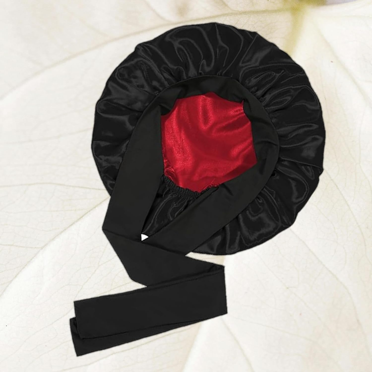 Silk Hair Bonnet, Silk Hair Bonnet for Sleeping, Double Moisture Curly Anti-Frizzy, Large Night Sleep Shower Cap, Adjustable Tie Band Shower Cap for Women image number 5