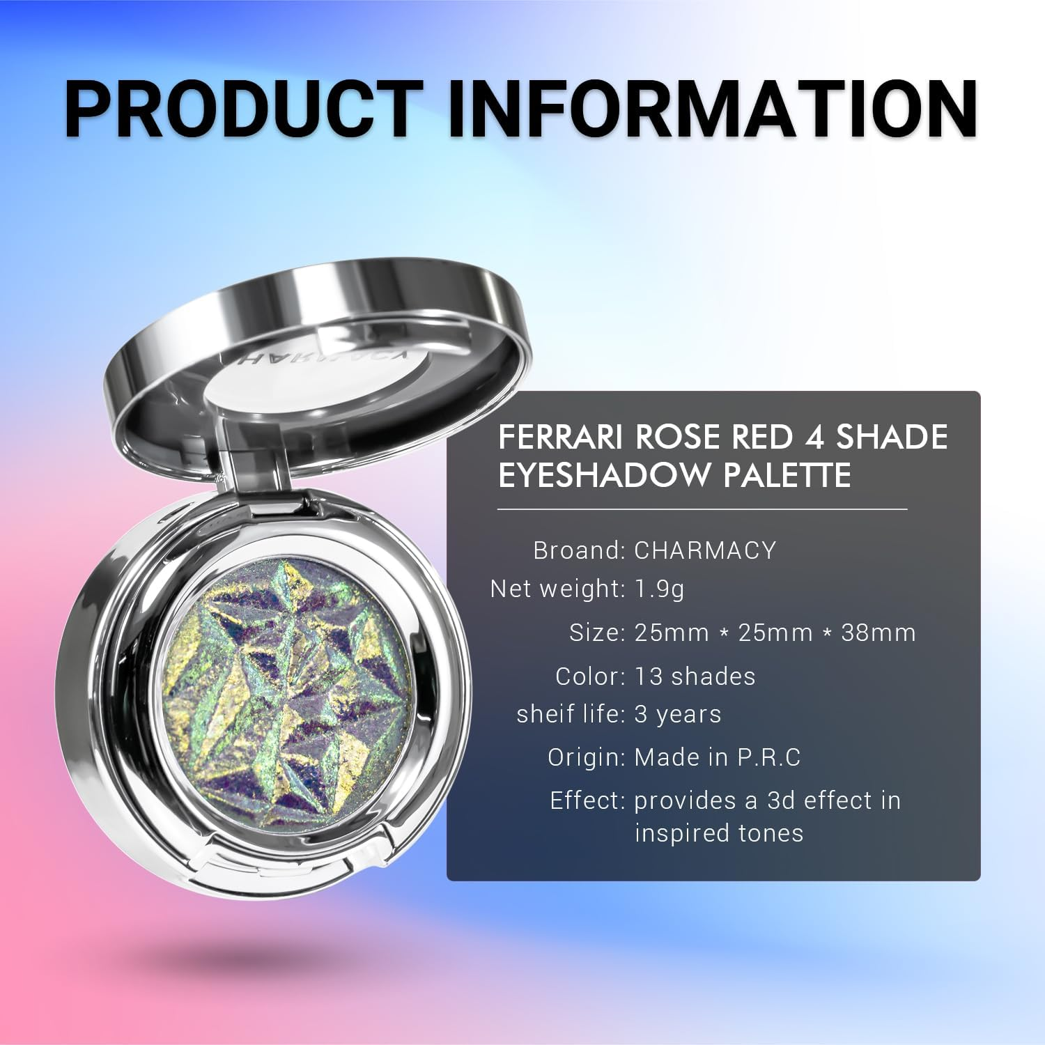 CHARMACY Multichrome Eyeshadow, Insane Shifters Chameleon Eyeshadow, Creates High-Impact, Glitter Metallic Eye Looks, 100% Vegan and Cruelty Free, 1.9G (#809) - 804 image number 3